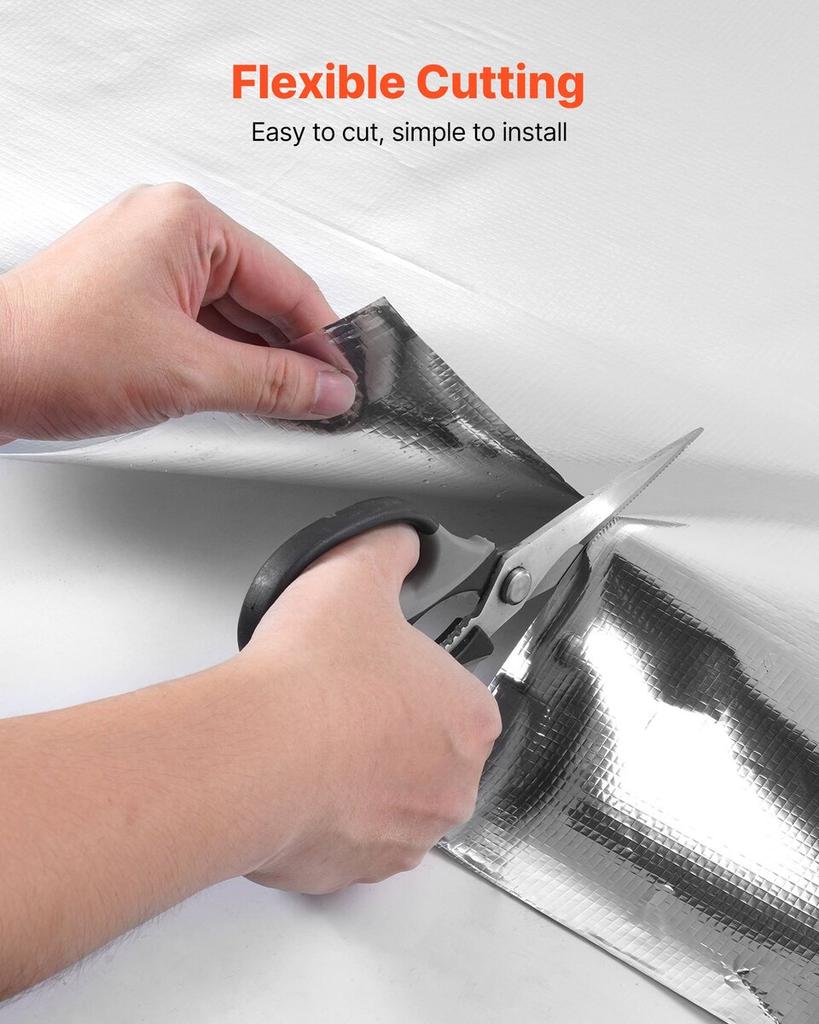 Double Reflective Insulation Roll, Non-Perforated Woven Fabric Radiant Barrier, 0.15mm 38.1m x 1.22m, Double-Sided Aluminum Foil Heat Reflective
