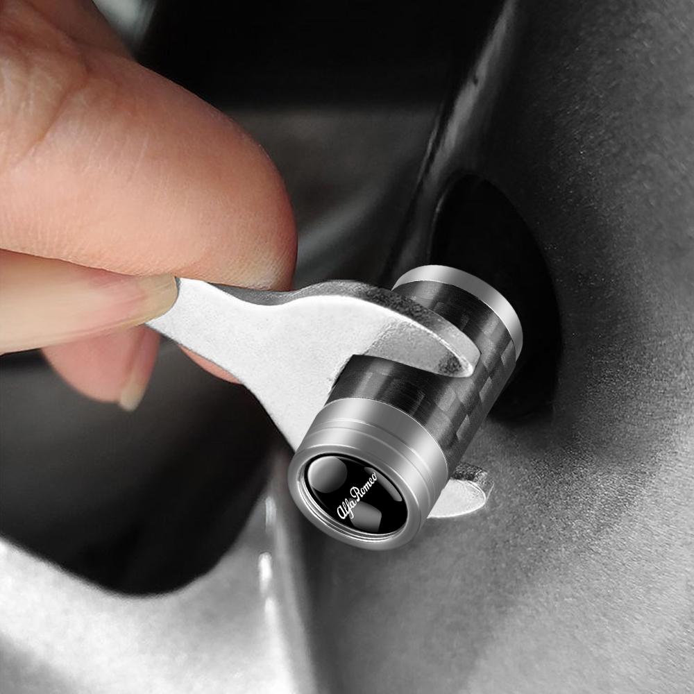 phngj8 4pcs Car Wheel Tire Valve Caps Auto Emblem Dustproof Decoration Cover For Alfa Romeo Mito Giulietta Myth 159 GTA GTO Gt 147 156