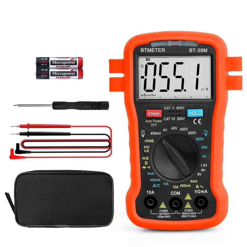 4000 Counts True RMS Digital Multimeter AC DC Volt Ohm Current Continuity Tester Portable Electrical Meter for Home DIY Car