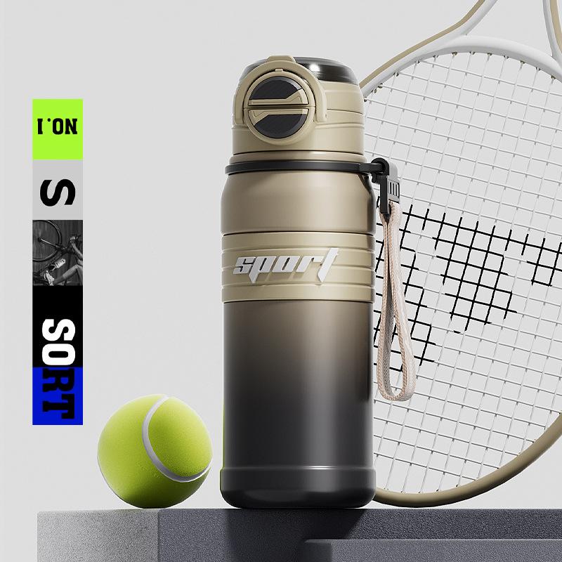680ml Double-Walled Stainless Steel Vacuum Flask Sport Water Bottle with Straw Coffee Tea Thermos Mug for Gym Fitness Travel 680ml коричневый