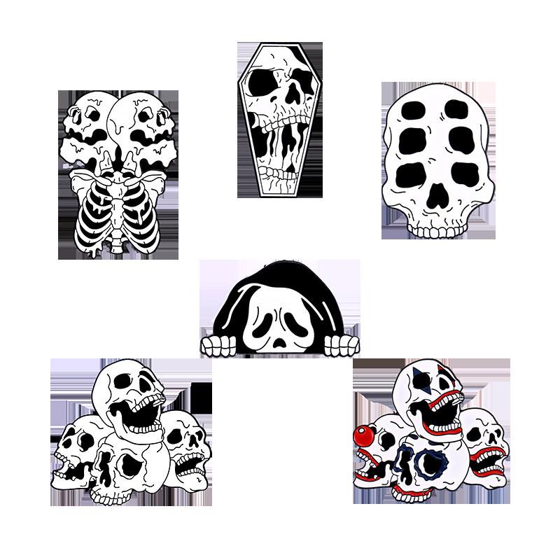 Unique Geometric Skull Head Brooch With Pumpkin Design For Halloween Celebrations