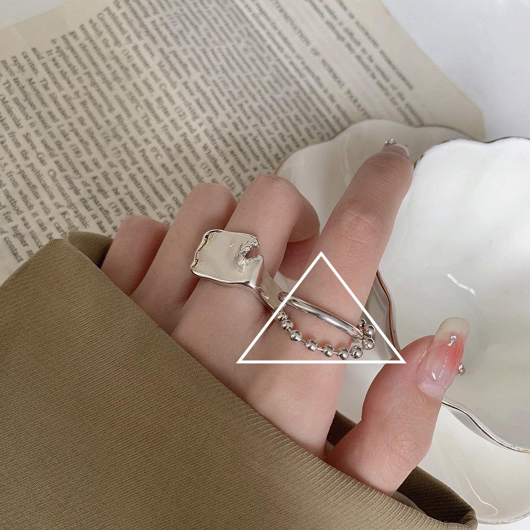 Korean Retro Beaded Chain Ring - Women s Trendy Hip Hop Niche Design for Index Finger