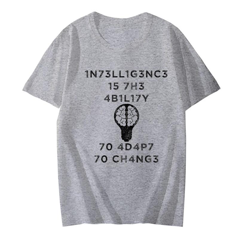 

Мужская одежда Интеллект - это способность адаптироваться к изменениям моды Топы Повседневные смешные футболки с коротким рукавом Футболки больших размеров XXXXXL золотой