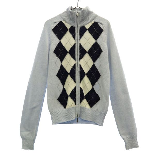 Pringle of Scotland wool Argyle Pattern Knit jacket S Blue Women Used