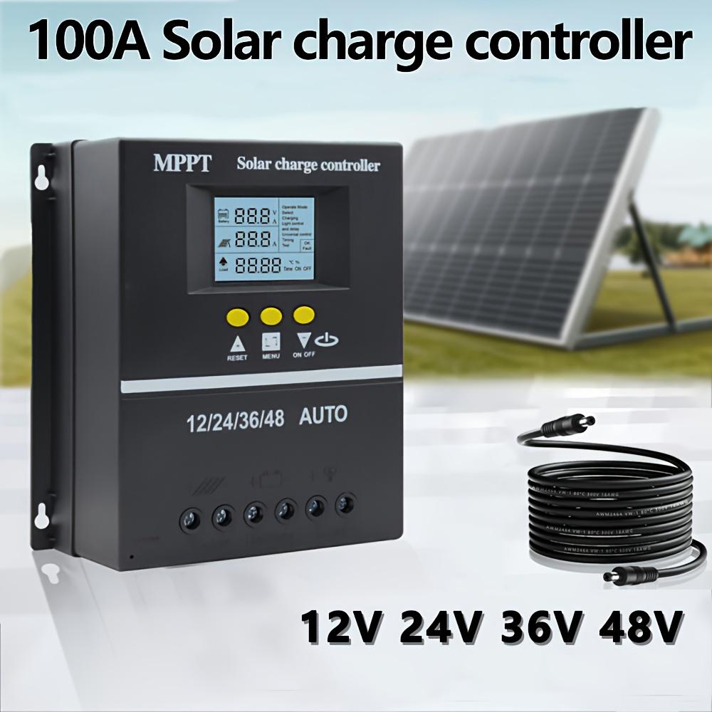 100A MPPT Solar Charge Controller with LCD Display, Used for 12V/24/36/48 Batteries, Auto Tracking, Compatible with Lead-acid Batteries