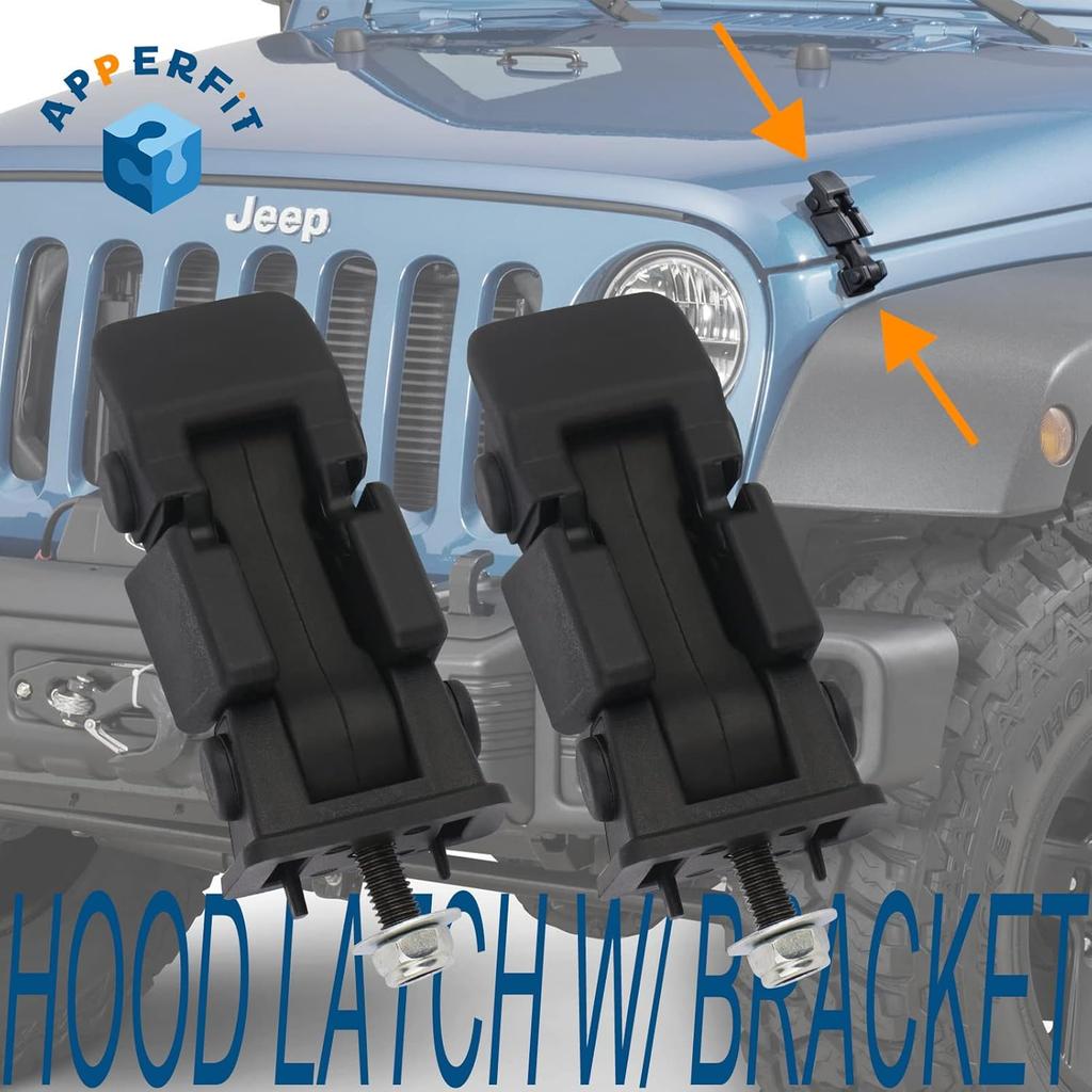 Hood Latch W/Catch Bracket & Rubber Strap 55395653AG Compatible With Jeep Wrangler JK JKU 2007 2008 2009 2010 2011 2012 2013 2014 2015 2016 2017 Hood