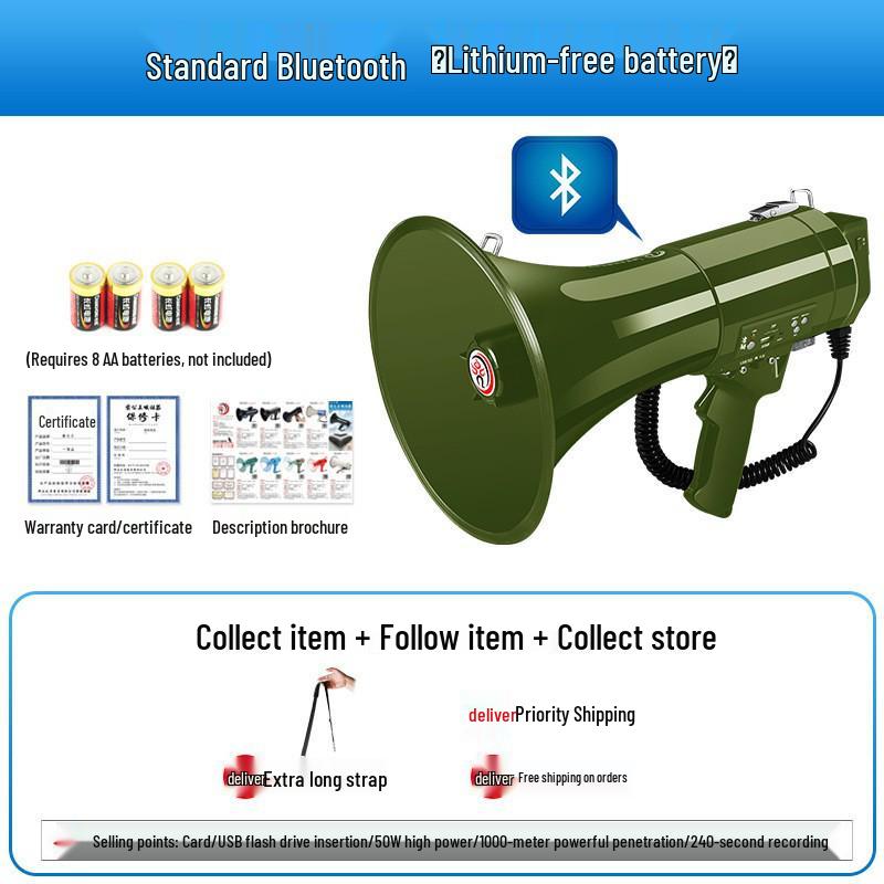 High-Power Bluetooth Megaphone: Thunder King CR-87 - Portable Multifunctional Handheld Amplifier for Outdoor Promotions & Patrols