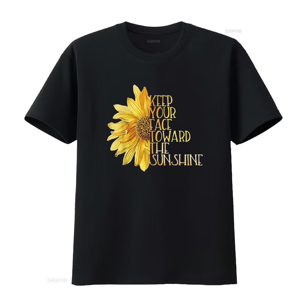 Mens Sunflower Half Quote Trendy Design T Shirt Black 3XL vintage Washed Versatile Casual Stretched streetwear Breathable Soft