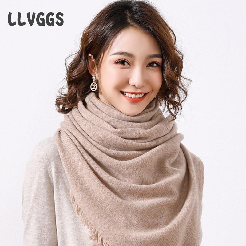 

Осенне-зимний женский шарф из чистой шерсти, свежий и милый вязаный контрастный платок, теплый, универсальный удлиненный шарф 180
