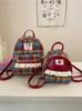 Vintage Red Plaid Kitty Backpack With Lace Detail For Daily Use