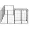 VidaXL Chenil Noir 6,05 m² Acier Enclos pour Chiots Cage Chiens Extérieur 3082225