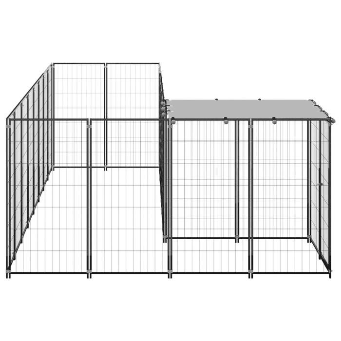 VidaXL Chenil Noir 6,05 m² Acier Enclos pour Chiots Cage Chiens Extérieur 3082225