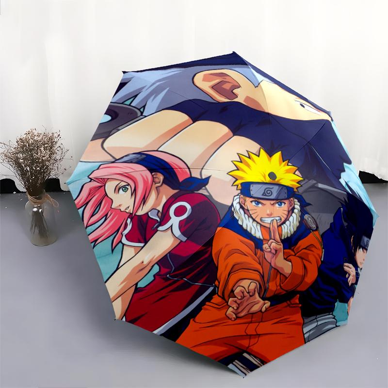 Naruto pattern, automatic folding umbrella, portable and foldable design, 8 ribs, a Christmas or birthday gift.