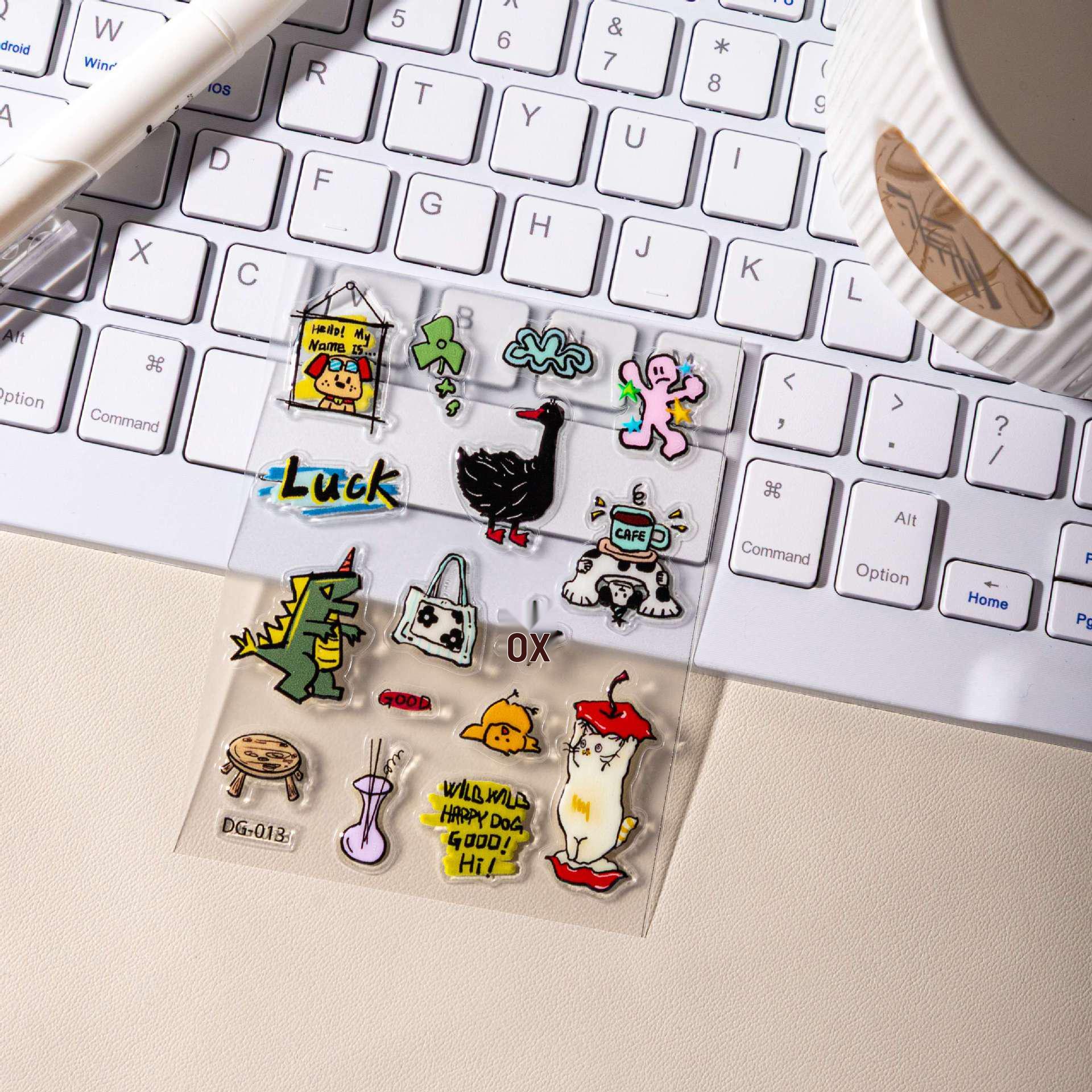 Cyansea Trendy Cartoon Kitten Graffiti Jelly Phone Sticker Set DG-013