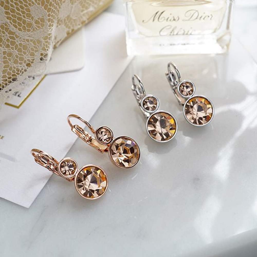 E260 Austrian Crystal Earrings - Peach