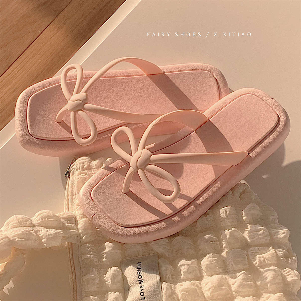 

Шлепанцы с бантом, домашние тапочки-шлепанцы, женские летние мягкие пляжные тапочки-шлепанцы с застежкой-липучкой, удобные женские туфли 36-37 розовый