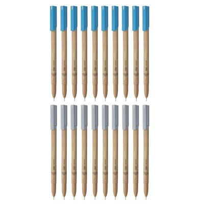 Flair Woody 0.7 Mm Ball Pen Combo Pack of 2 X 10 Pcs Blue & Black Ink Pens Attractive Woody Design For Office Home & School Use