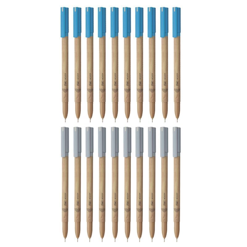 

FLAIR Woody 0.7 mm Ball Pen Combo Pack of 2 x 10 pcs Blue & Black Ink Pens Attractive Woody Design For Office Home & School Use