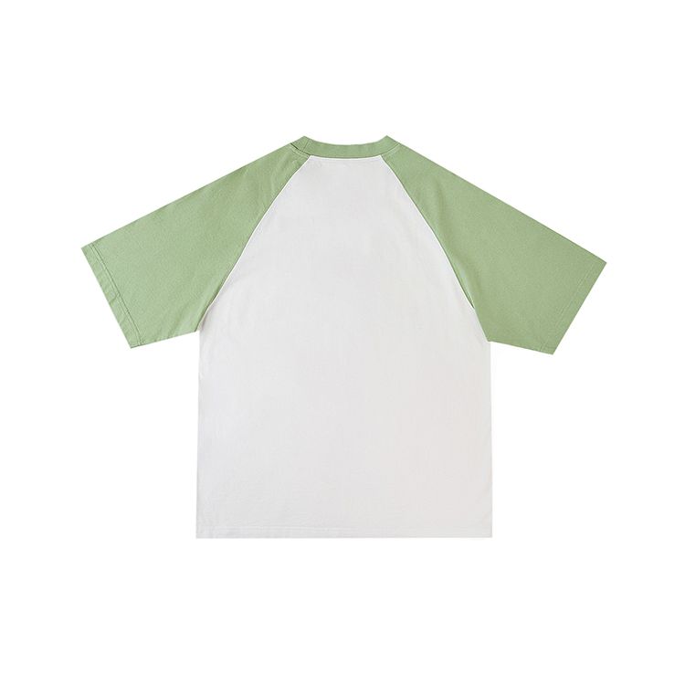 Comfortable Round Neck Raglan Sleeve Short Sleeve T-Shirt Unisex Tops White LUT0083294LE00FK14000