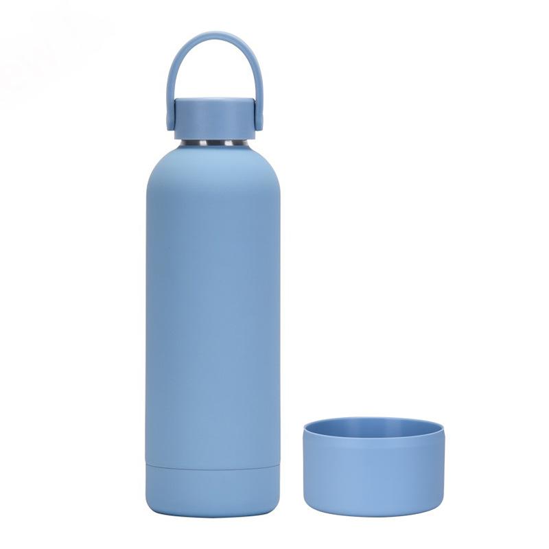 Double-Layer Stainless Steel Thermos Cup, Silicone Base, Portable Handle, Outdoor Water Cup, Simple Small Mouth Cup