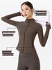 Fleece-Lined Women's Long Sleeve Yoga Jacket with Pockets - Slimming, Warm, and Ideal for Running