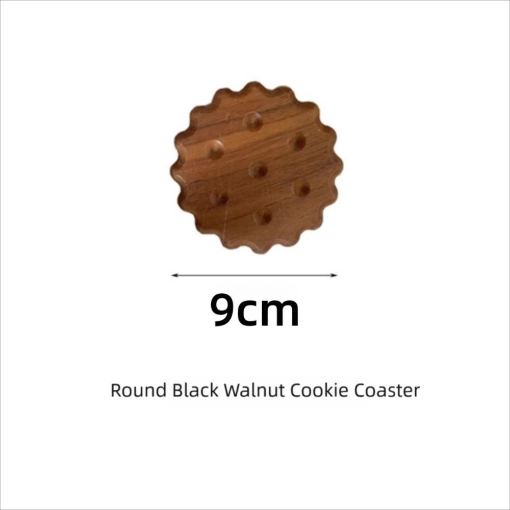 Creative Solid Wood Cookie Coasters Non-Slip Heat Resistant Wooden Coaster Biscuit Shape Heat Insulation Pad Kitchen Accessories