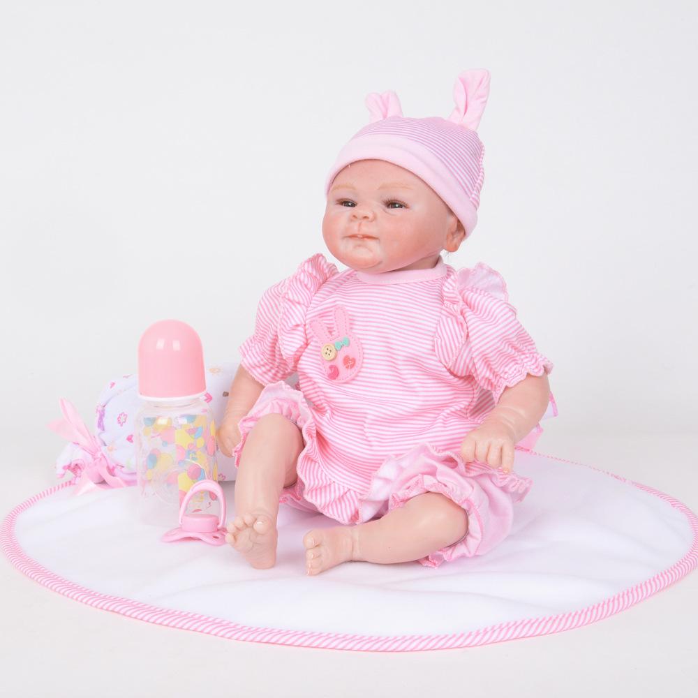 Lifelike Baby Reborn Dolls Rooted Mohair Silicone Vinyl Fake Newborn Doll Baby