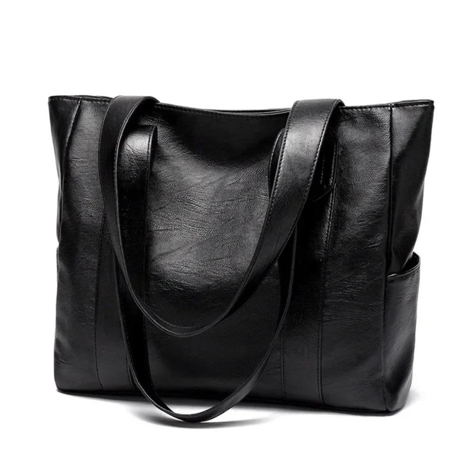 1 Pz Moda Donna Tinta Unita Borsa a Spalla Morbida Pelle Pu Pendolare Grande Capacità Casual Tote Borsa a Mano per Donna