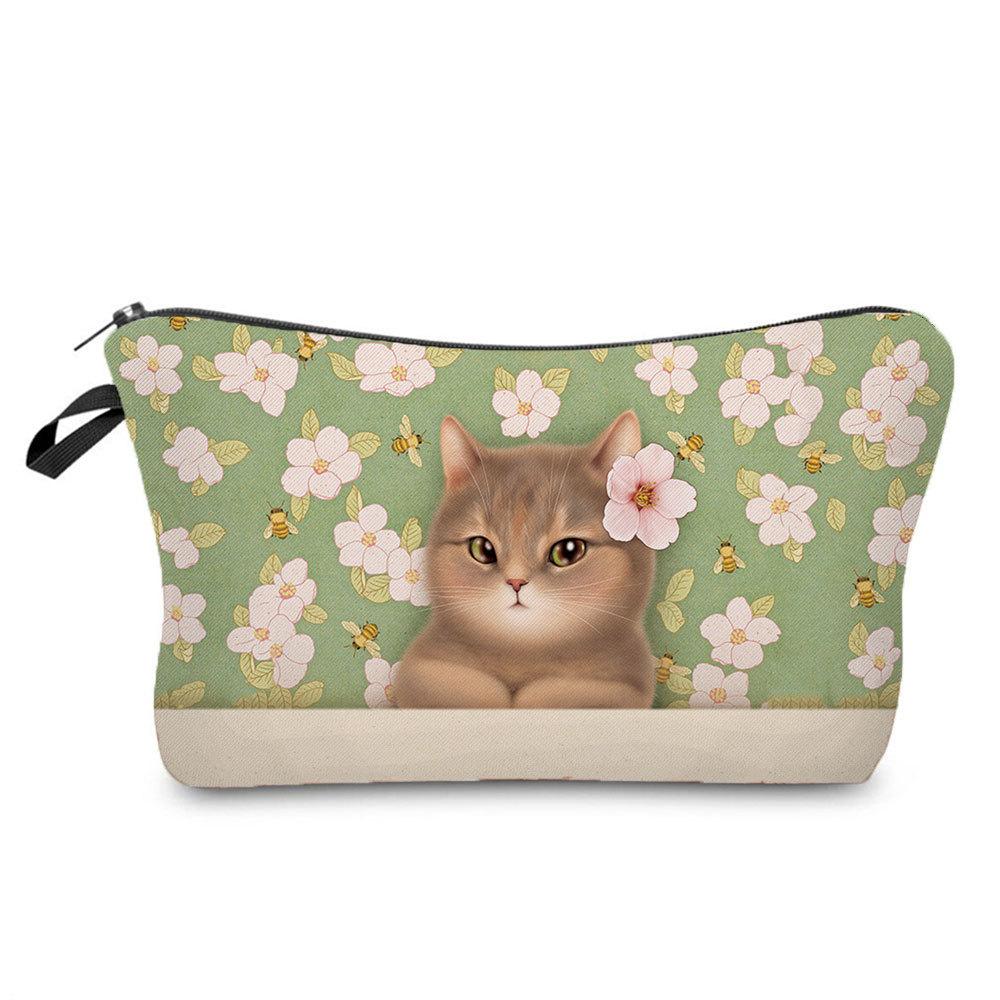Women Cat Print Cosmetic Bag Toiletries Organize Travel Storage Case KTB