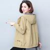 Women's Spring and Autumn Plus Size Hundred Windbreaker Hooded Zipper Paragraph Short Workwear Jacket