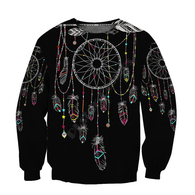 Frühlings Herren Sweatshirt Bequem und Lässig 3D Digital Indisch Bedrucktes Langarm Sweatshirt