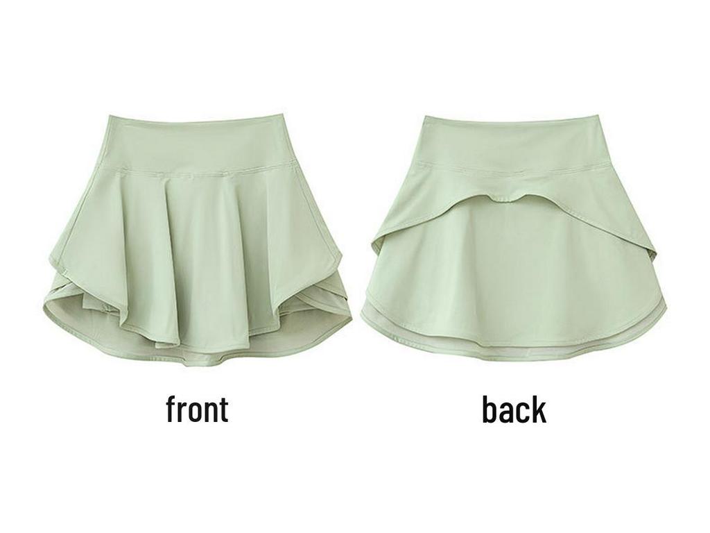 Damen Sommer Sportbekleidungsset: Schnelltrocknendes Tennis-, Badminton-, Yoga- und Lauf-Outfit mit kurzärmeligem Oberteil und Rock.