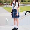Limspace Sailor Uniform Perfect for Pleated Checkered Ribbon Halloween Short Long and Perfect for Amusement Entrance School and Cultural Blue Short