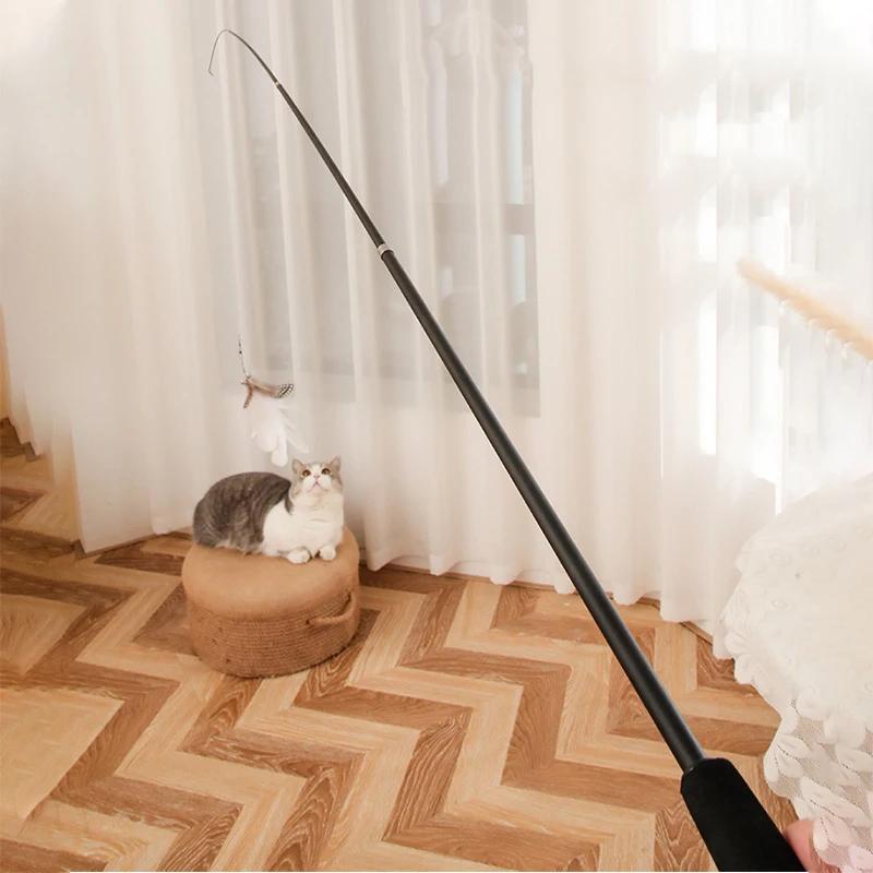 Extended Telescopic Cat Stick 1.8m Extra Long Fishing Rod Resistant To Scratching Feather Cat Toys To Relieve Boredom