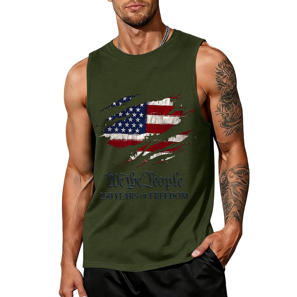 Men's Loose Fit Sleeveless Tank Top Casual Summer Daily Wear Printed Graphic Muscle Shirt Lightweight Breathable Fabric