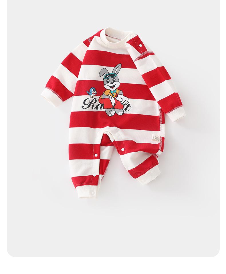 Striped Long Sleeve Baby Romper - Cartoon Spring/Autumn Newborn Outfit