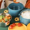 1000/1600ml Insulated Circular Lunch Box Double Layered Compartment Lunch Box  School