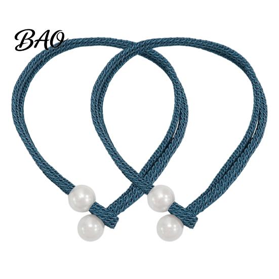 Wall Damage Free Curtain Holders 1 Pair Tiebacks for Drapes, Adjustable Rope Tie Backs, Faux No Drill Buckles Pearls Cord Buckle Holder Home