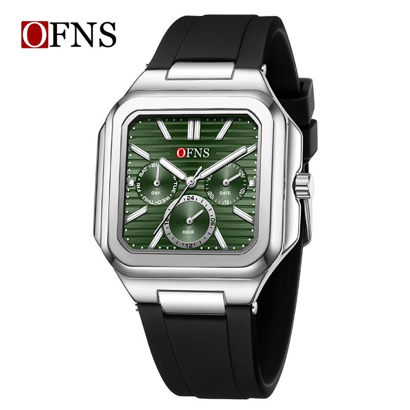 

Watches Casual Fashionable Multifunctional Watch Classic Silver Black Steel Square Dial Waterproof Man s Wristwatch rubber