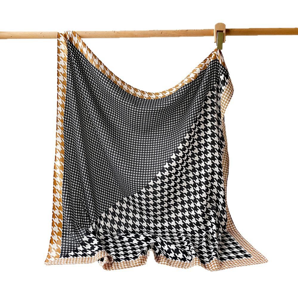 Houndstooth Large Scarf, Shawl, Women’s Headscarf, Herringbone Silk Scarf, Accessory, Scarf