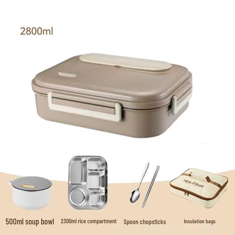 Large Capacity 304 Stainless Steel Insulated Lunch Box with Five Compartments for Office & School Canteens