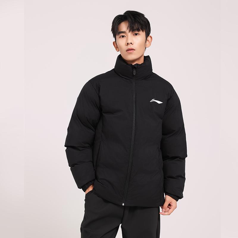 Li Ning Table Tennis Series Warm Stand Collar Comfortable Versatile Long Sleeve Cotton Jacket Unisex Jackets Black AJMU293-1