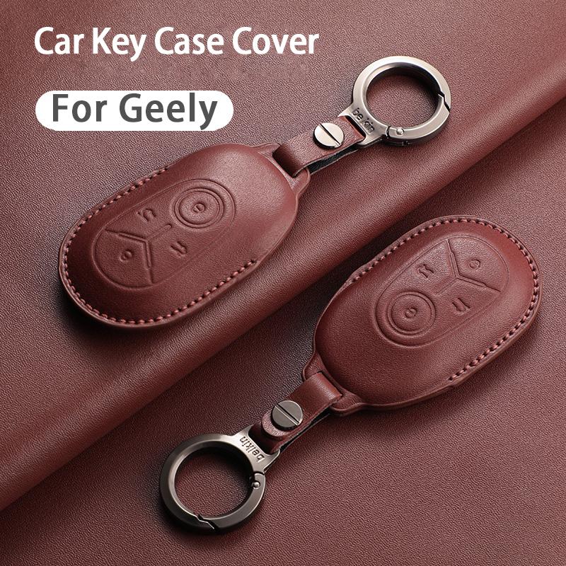 Leather Car Key Case Cover For Geely Galaxy L7 2022-2025 L6 Max 1.5t Plus Air Pro Galaxy L7 Max E8 E5 Car Key Shell Accessories