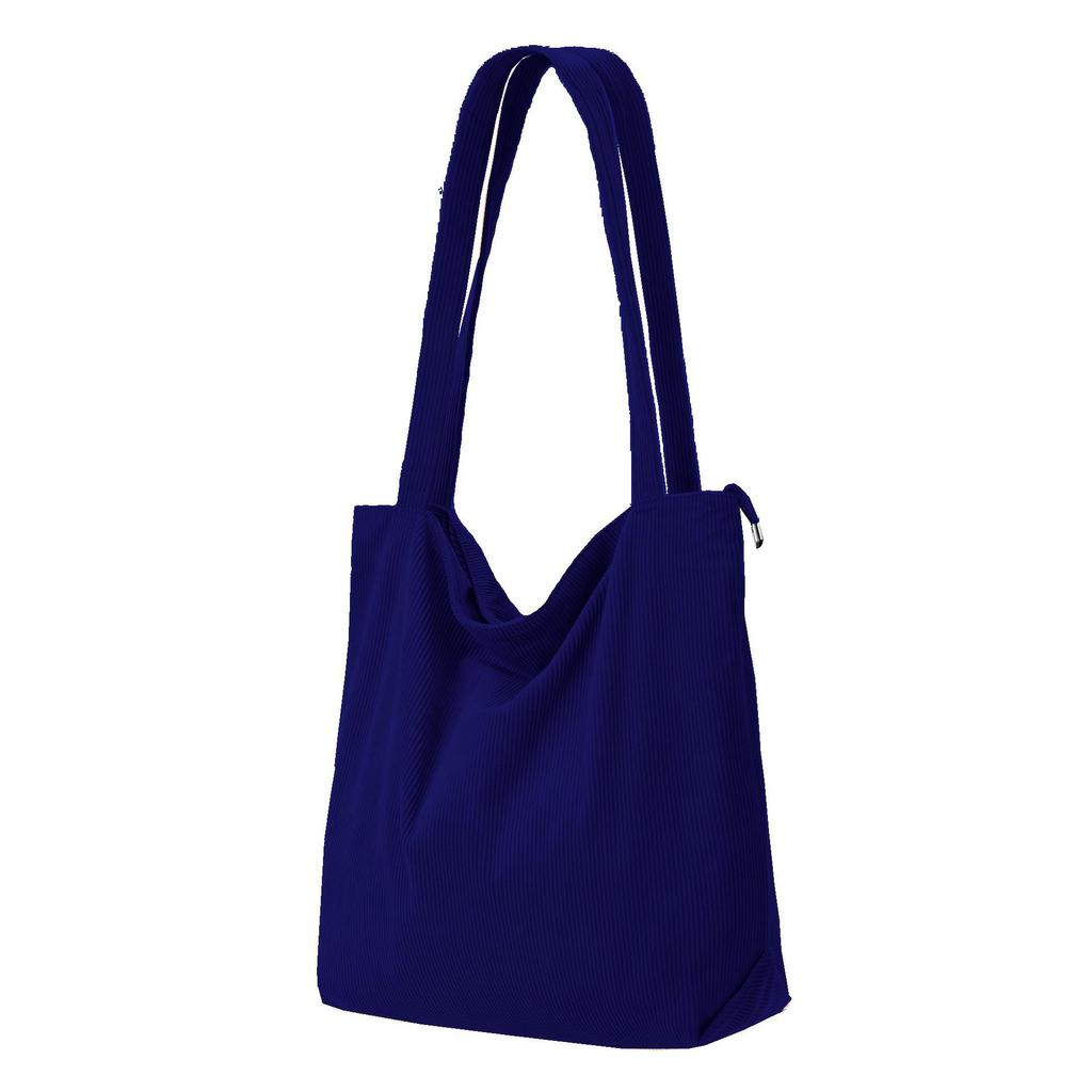 Corduroy Canvas Tote Bag - Large Capacity, Korean Style, Plush Single Shoulder Bag