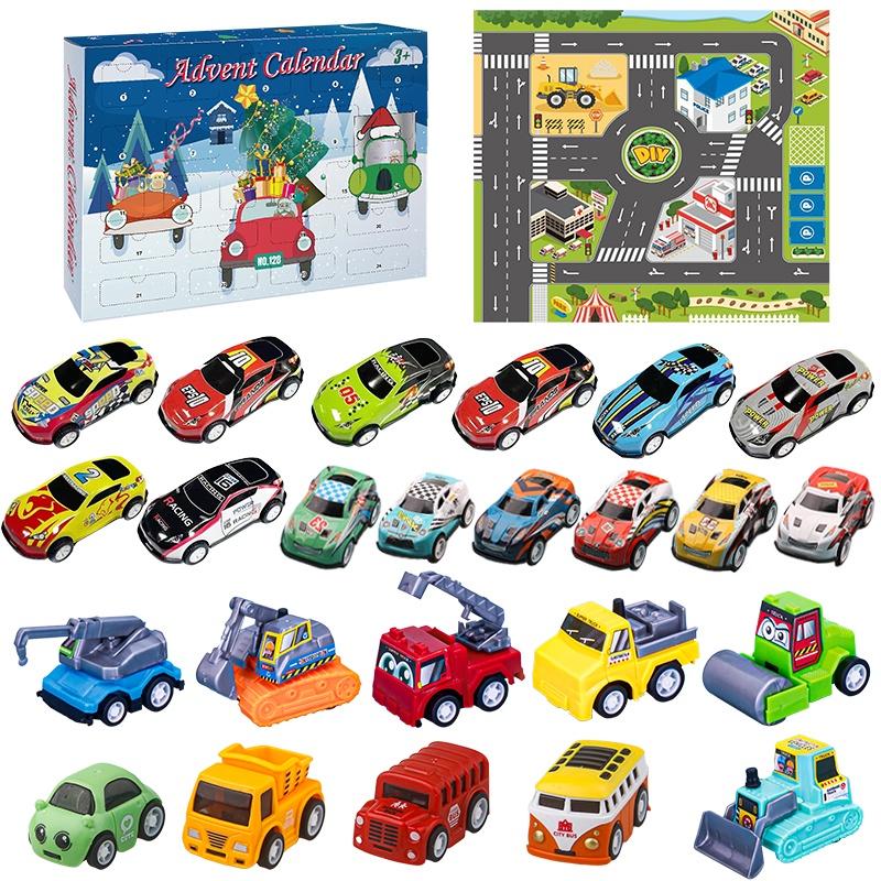 Cross-border New Arrival Christmas Countdown Calendar Car Blind Box With Map Toy Blanket Gem Surprise Blind Box Gift Material)