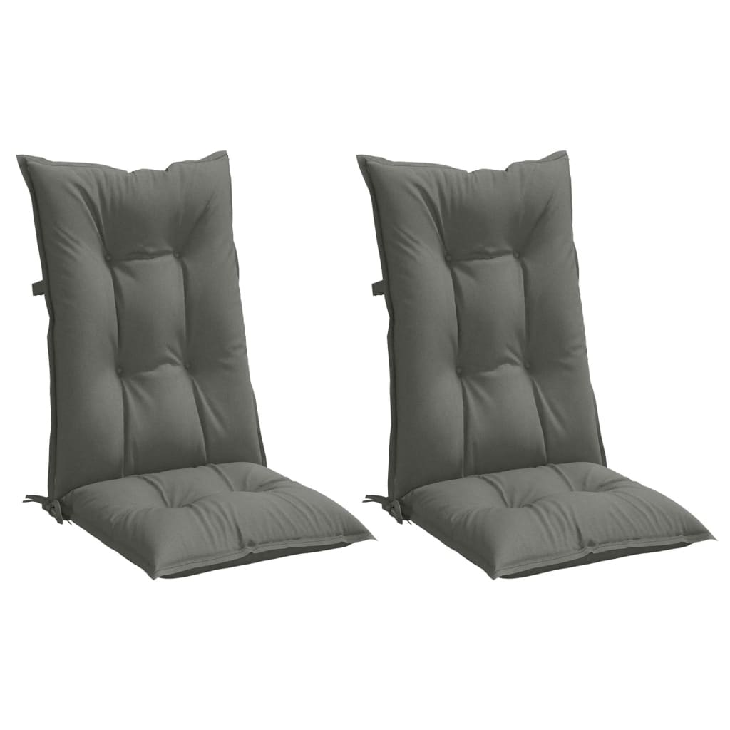 High Back Seat Cushions 2 Pcs Dark Grey Melange 120 X 50 X 7 Cm Fabric