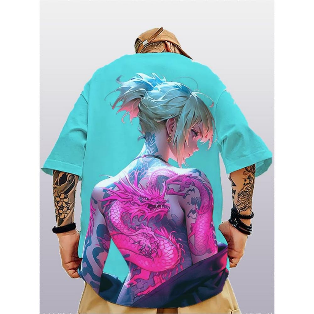 New Anime Pattern Printing Men's T-Shirt Tops Summer T Shirt Short Sleeved Clothing Loose Oversized Casual Street Tees Men Tops