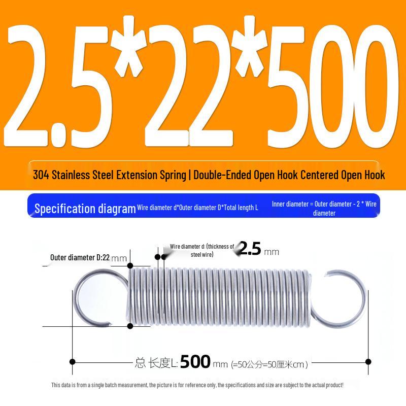 Arc de extensie din oțel inoxidabil 304 de 500 mm cu cârlige deschise și inel cu buclă dublă, personalizabil.