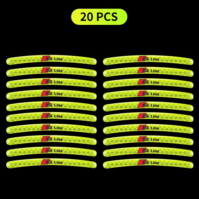 Car Wheel Tire Rim Hub Reflective Luminous Emblem Sticker Car Styling for Audi Q2 Q3 TT RS3 RS4 A3 A4 B5 B6 A3 8P 8V 8L A5 A6 C6 C5 A1 A7 A8