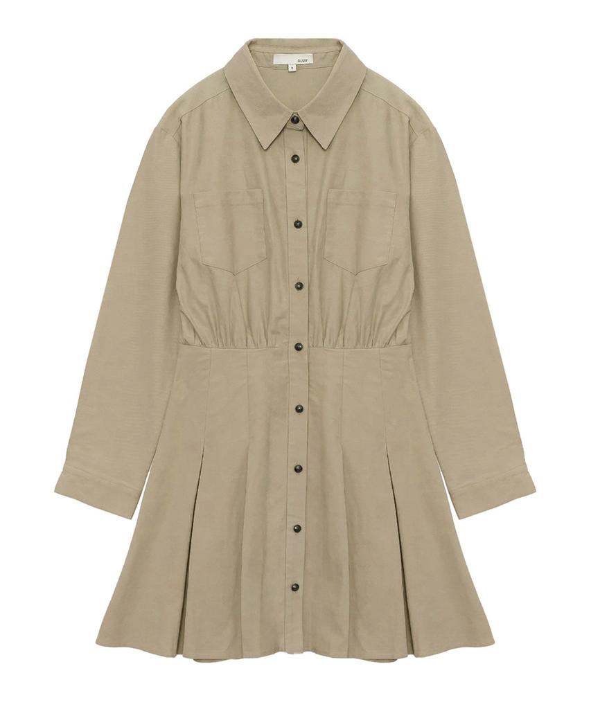 Eilubeu Open Collar Pleated Dress Aaqjdr101P